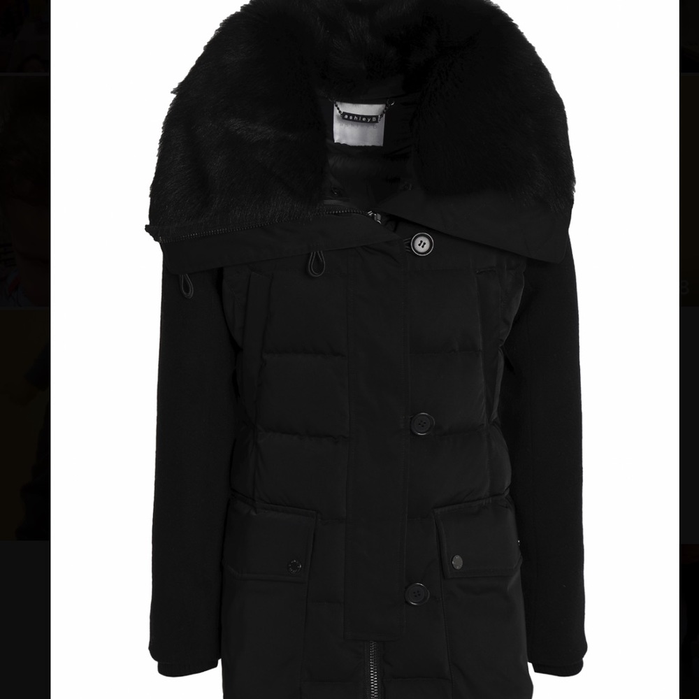 Ashley B Shearling trimmed twill down jacket